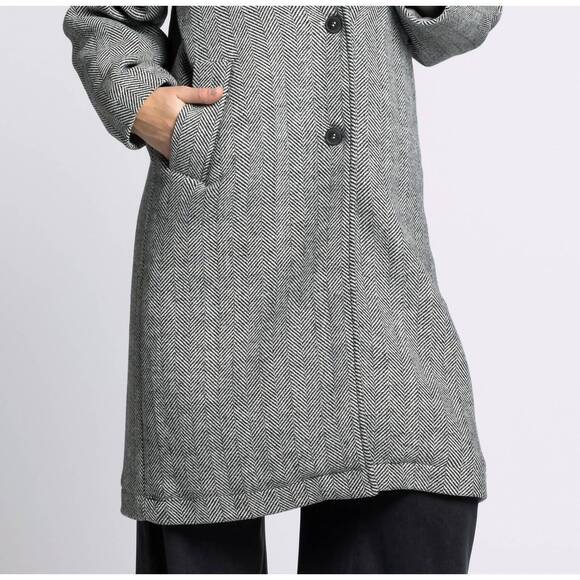 NEW THREAD & SUPPLY catalina herringbone coat in charcoal melange - Picture 2 of 6